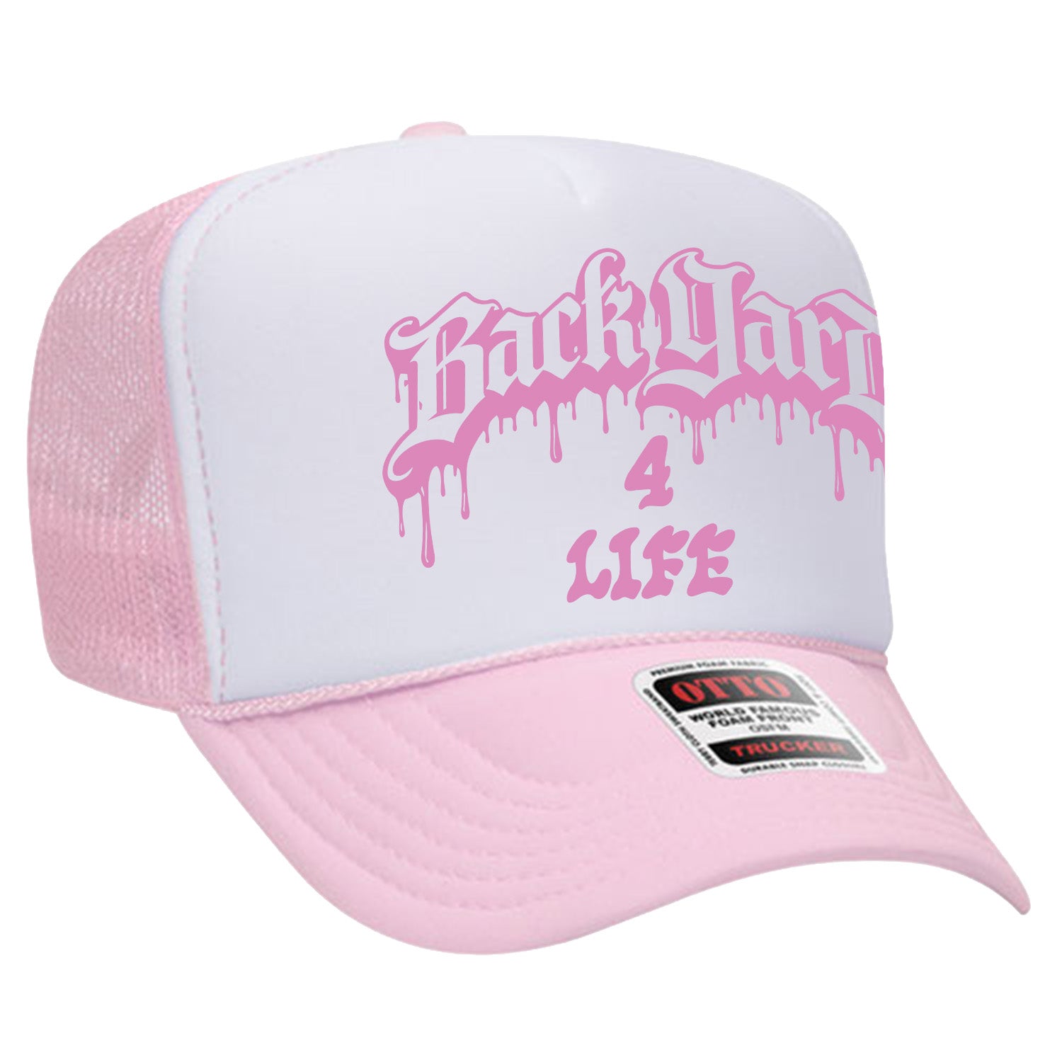 Backyard Trucker Hat White Pink